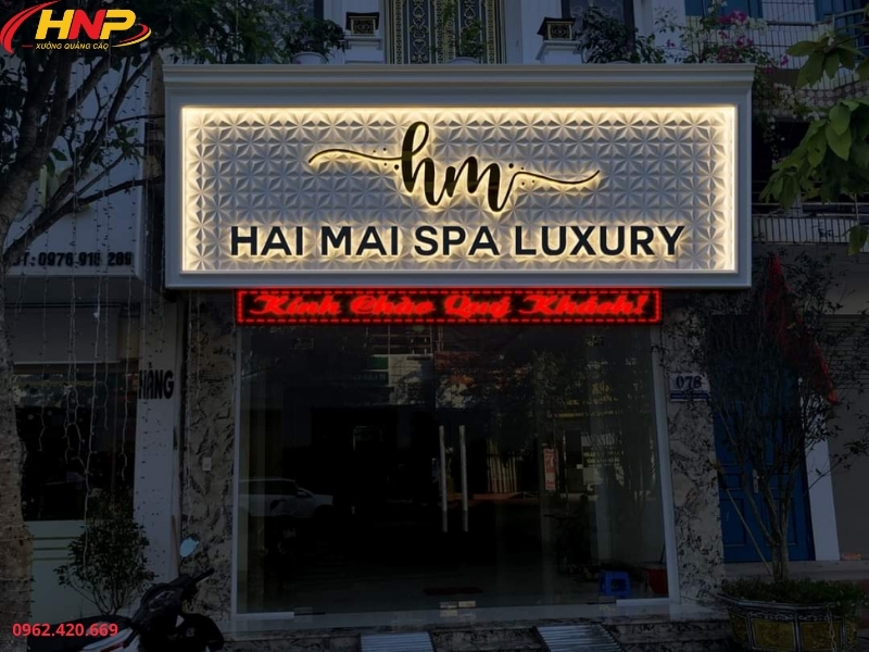 Biển Quảng Cáo Spa Chữ Nổi Sáng Đèn
