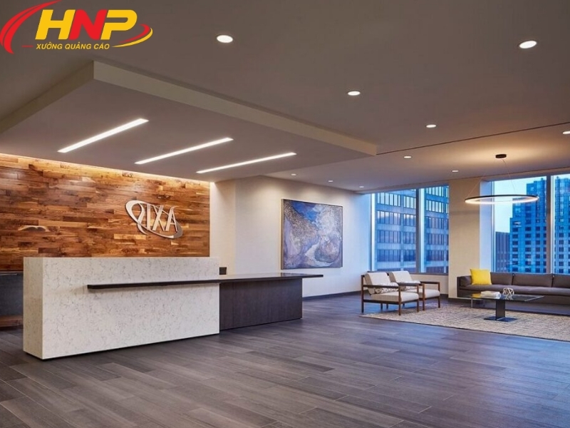 backdrop quầy tiếp tân đẹp